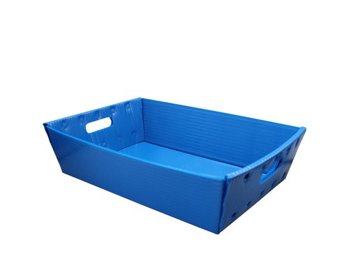 Flipside Products 18" x 12" x 4.5" Blue Plastic Welded Trays, Mail, Small Transporting, Storage, Carry, Stackable, Organizing, 2 Pack