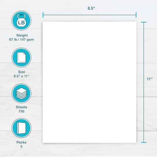 PrintWorks White Cardstock 8.5" x 11" - 67 lb/147 gsm Vellum Bristol - 750 Sheets - Made in the USA - SFI¢ç Certified - 92 Bright - Card Stock Printer Paper for School, Craft, & Office Use (00564C)