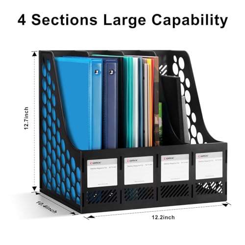 Comix Magazine File Holder 4-Compartment Desk Organizer Black - Large-4