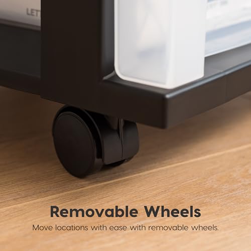 IRIS USA 6-Drawer Rolling Storage Cart - Black/Clear, Removable Wheels