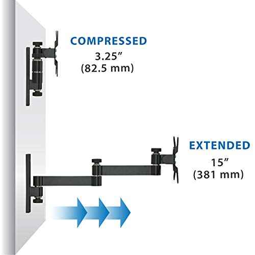 Mount-It! Full Motion Computer Monitor Wall Mount, Articulating Arm Fits Single Monitor Screens 19 20 21.5 22 24 27 30 Inches, VESA 75 and 100 Compatible, 33 lb Capacity Black
