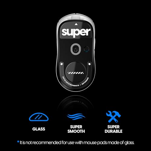 Superglide Glass Mouse Skates for Logitech G Pro X Superlight 2 (Type-C, Black) - Polished Smooth Glide, Durable Gaming Mouse Feet