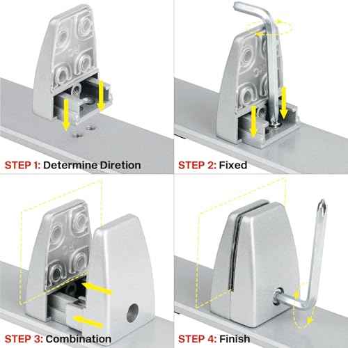 4 Packs Sneeze Guard Clamp Bracket, Sneeze Guard Shield Base for Countertop, Stick On Heavy Duty Aluminum Partition Guard Clip, Panel Support Clamp Stand for Clear Acrylic Desktop Counter Reception