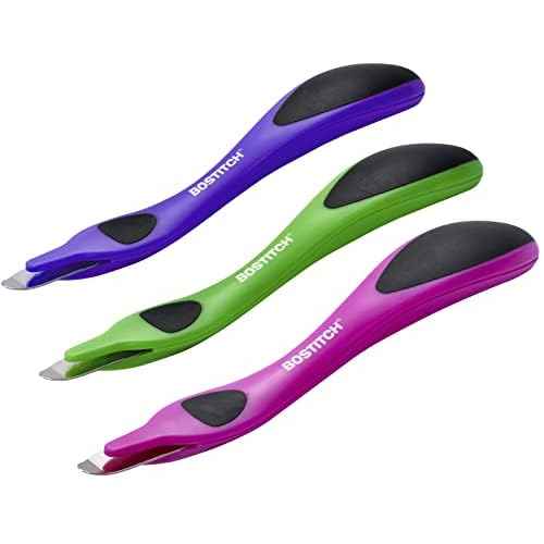 Bostitch Professional Magnetic Easy Staple Remover Tool - 3 Pack Neon Colored Staple Puller Stick for Office Home & School.