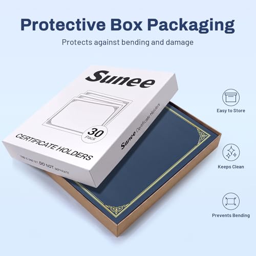 SUNEE Blue Certificate Holders 30 Pack, 8.5x11 Diploma Covers with Gold Foil Border