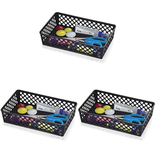 Officemate OIC Achieva Large Supply Basket, Recycled, Black (26202) (Pack of 3)