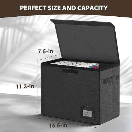 Leffis 3 Pack Comic Book Storage, Comic Book Box Collapsible and Stackable Comic Short Box with Lid and Label Slot 15.5" X 7.5" X 11.3" Holds 150 Comics (Black)