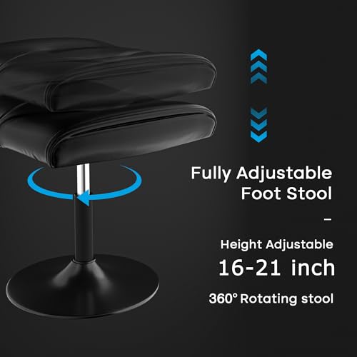 VECELO Black Height-Adjustable Office Foot Rest Under Desk Ottoman