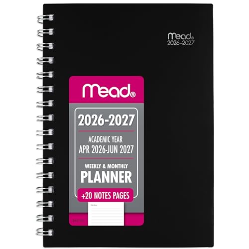 Mead 2026-2027 Academic Weekly & Monthly Planner, 15-Month, Black, 5.5 x 8.5 Inches (CAW42005)