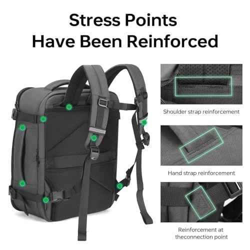 Omnpak Travel Backpack 18x14x8, Spirit Airlines Personal Item Bag with Shoe Compartment,17 Inch Laptop Backpack for men Airline Approved,Carry On Luggage with Wet Pocket, Grey