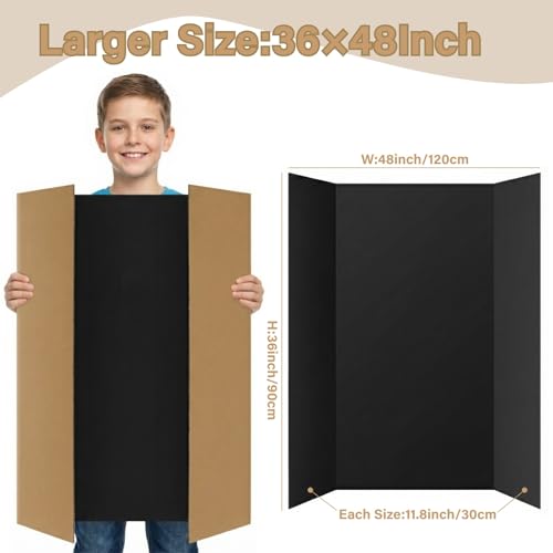 VinTS 4 Pack 36x48 Black Trifold Poster Boards for Presentations and Displays