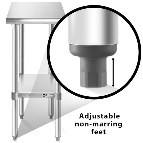 KUTLER 30 x 12-Inch Stainless Steel Prep Table with Undershelf, NSF Certified