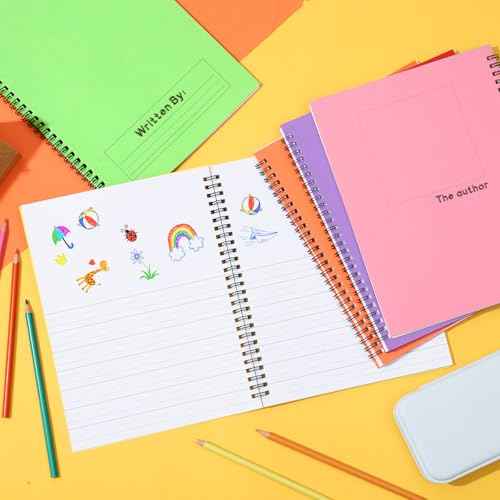 Henoyso 20 Pcs 100/50 Sheets Primary Composition Notebook K-2 Bulk Spiral Primary Journal Drawing Handwriting Practice for Kids Kindergarten 1st 2nd Back to School Supplies (Pastel Color,50 Sheets)