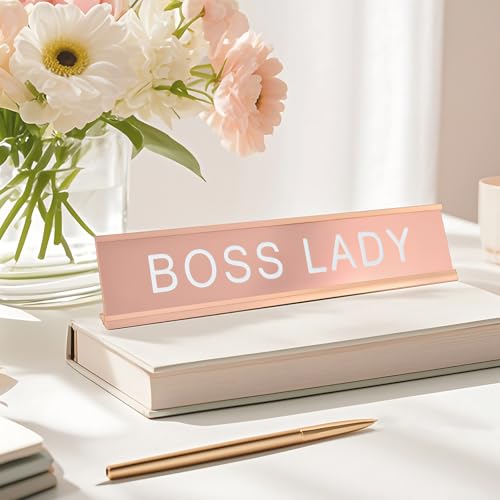 Toplusesse Boss Lady Desk Sign Rose Gold Office Decor Gift for Women - Funny Nameplate