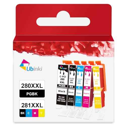 5 Pack 280 281 XXL Ink Cartridges Replacement for Canon PGI 280XXL/281XXL 280XL 281XL to TR8620a TR8620 TR8520 TR8600 TR7520 TS702a TS9520 TS9521C TS6120 TS6220 TS9120 TS6320 TS8220 Printer