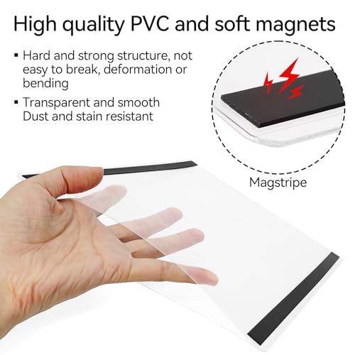 Clear Magnetic Sign Holders 5 Pcs 8.5x11 inch Rigid Plastic Document Frames with Magnet Borders - Perfect for Office, Home & Store Displays
