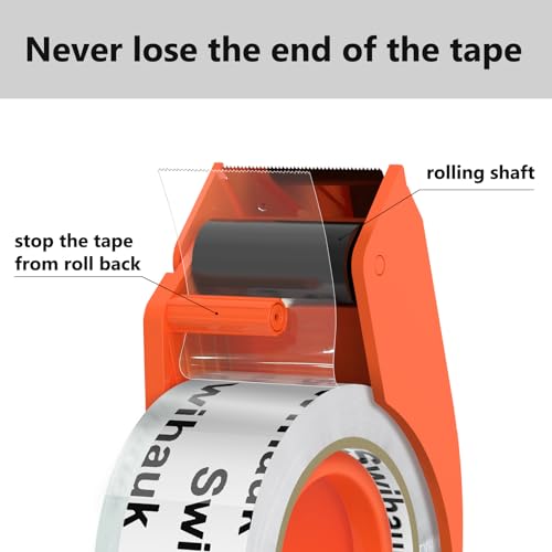 Swihauk 1.88 in x 66.6 YDs Heavy Duty Packing Tape with Dispenser,