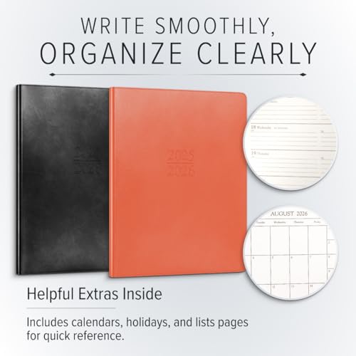 Gallery Leather Academic Planner 2025-2026, Teacher and Student Weekly Monthly Planner, Elegantly Bound Calendar with Gold-Gilded Page Edges, 18 Months - Acadia Green - 9x7"