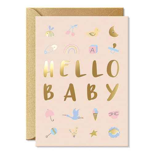 Sweetzer & Orange Baby Shower Card with Gold Foil ? Gender Neutral Baby Shower Greeting for Boy or Girl ? 5¡±x7¡± Congratulations Card with Envelope & Gold Sticker ? 300gsm Cardstock