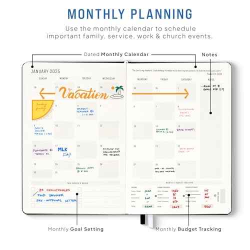 2025 Christian Planner, Bible Planner & Prayer Journal | Daily Christian Planner 2025 For Women & Men with Weekly & Monthly Planning | 12 Month A5 Size | Faith Planner (Blue)