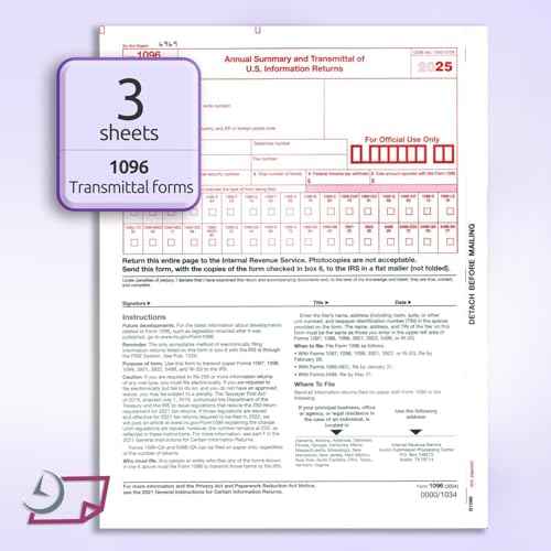 NextDayLabels - 1099-NEC Forms for 2025, 4-Part Tax Forms, Vendor Kit of 50 Laser Forms and 50 Self-Seal Envelopes, Forms Designed for QuickBooks, TFP and Other Accounting Software