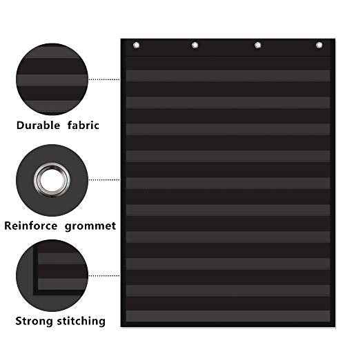 Standard Pocket Chart Clear 10 Pockets Chart for Classroom & Home Heavy Duty Hanging Pocket Chart for Word Wall/Letter Cards/Sentence Strips,28Wx43L,Black