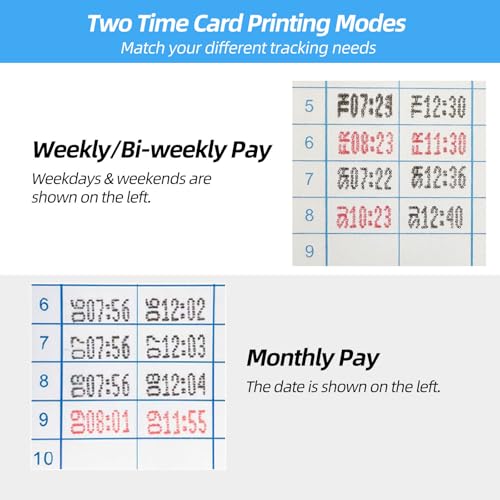 Employee Time Clocks for Small Business, Auto-Align Time Clock Punch Machine with 50-Piece Time Cards, Two Security Keys, and One Ink Ribbon Cartridge