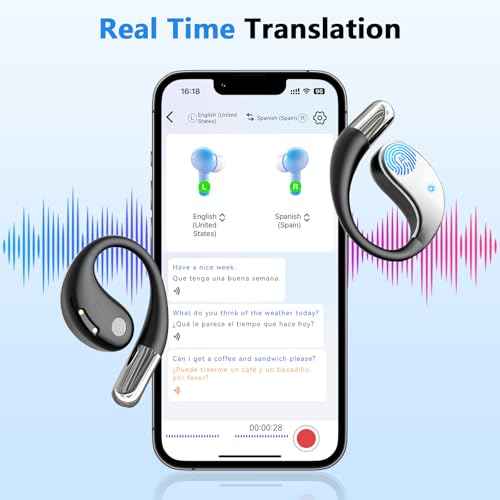AI Translation Earbuds Real Time,144 Language Translator Earbuds, audifonos traductores ingl?s espa?ol, Translating Device with 5.4 Bluetooth for Travel Business Learning