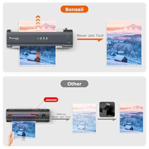 Bonsaii Laminator, 13 Inch 7-in-1 Thermal Laminator Machine with Never Jam Technology, with 40 Laminting Sheets for Home, Office, and Classroom Organization Supplies