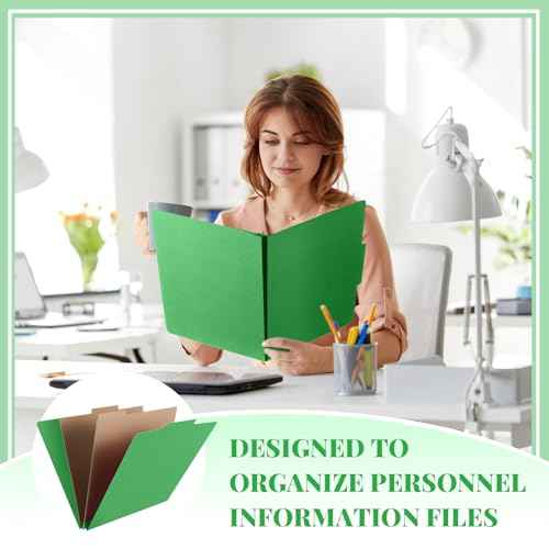 Skyygemm 12 Pcs Classification Folders Letter Size, 2 Pocket Dividers Pressboard File Folder with Fasteners, Expanding File Organizer Bulk for Teachers, Clergy, Office, Church, Christmas (Green)