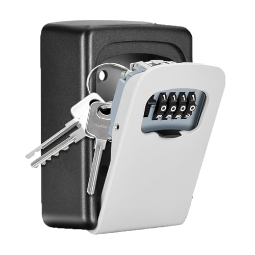 Fayleeko Grey 4-Digit Key Lock Box Wall-Mounted, 5-Keys Capacity, Indoor/Outdoor
