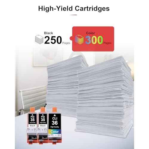 PGI-35 CLI-36 Ink Cartridges High Yield 3 Pack Replacement for Canon 35 36 Ink Pixma TR150 TR160 iP110 IP100 Mini260 Mini320 Printers (2Black / 1Tri-Color)