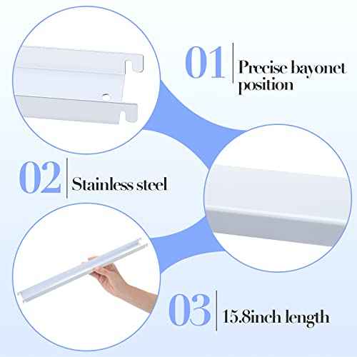 Patelai 12 Pcs Lateral Front to Back File Bar Rails Hanging File Cabinet Rails Stainless Steel Drawer Inserts for Sides Letter Size Folders Office Home, White 15.76 Inches Long