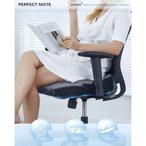 Enlarged 19.7" Gel Seat Cushion, Egg Gel Chair Pads for Wheelchair Pressure Coccyx Sciatica Pain Relief, Cooling Desk Seat Cushion for Kayak, Car, Office Chair Long Sitting[Blue]