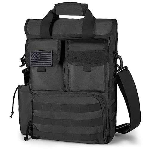 Tactical Briefcase,17.3 Inch Military Laptop Messenger Bag Shoulder Crossbody Bag Handbag for Men (17.3''Black)