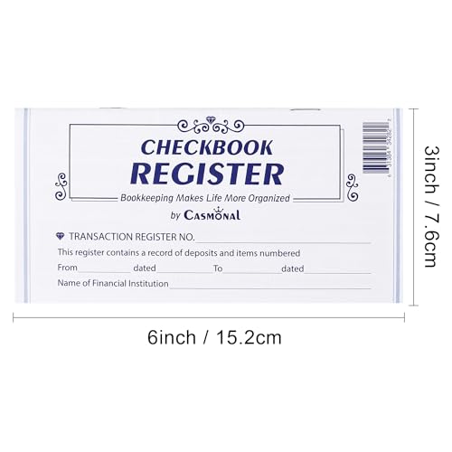 Casmonal 20 Pack Checkbook Register - Transaction Ledger for Personal & Small Business, Compact & Sturdy, Mainstream Register