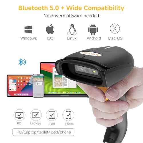 VOTTAN QR 2D Barcode Scanner, Bluetooth & 2.4G Wireless & USB Wired Connect iPad Phone Tablet PC POS, UPC EAN 1D PDF417 Data Matrix 2D Handheld Barcode Scanner