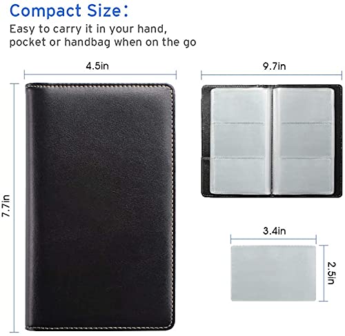 Sooez Leather Business Card Holder Organizer Black Classic Style, Fits 240 Cards