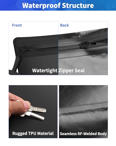 TUNROP Small Waterproof Document Bag 11.8x8.2" 1-Pocket Black with Waterproof Zipper