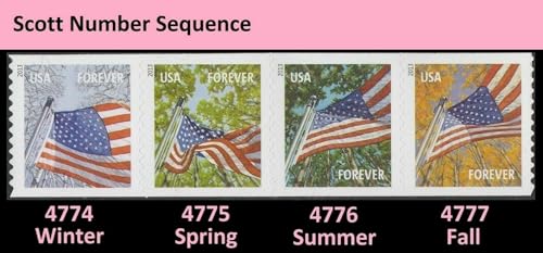USPS Forever Flag Stamps - All Seasons Pack of 100 Self-Adhesive First-Class Mail