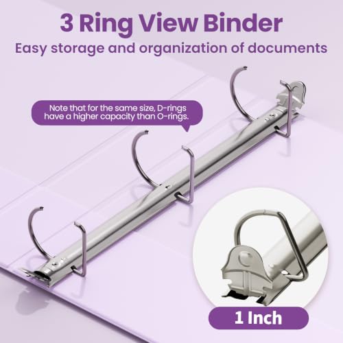 SUNEE 1 Inch Light Purple D Ring Binder 3-Ring PVC-Free 8.5x11 Inch, 1 Pack