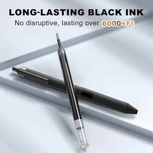 12 Pack Black Pens - 0.7mm Gel Pens Black Ink Quick-Drying Smooth Writing - Comfort Grip Retractable Pen for Journaling, Cute School & Office Supplies Home Work (12 Count, Black Ink)