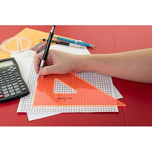 Pacific Arc Drafting Triangle, 18-inch, 45/90 Degrees, Fluorescent Orange
