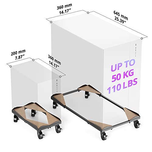 Bytesium Computer Tower Stand – Adjustable Width/Length, 4 Locking Wheels