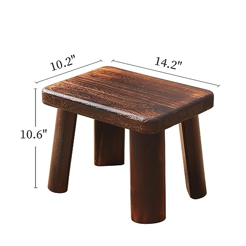 Solid Wood Step Stool for Adults - 14.2 x 10.2 x 10.6 in, Sturdy Foot Stool