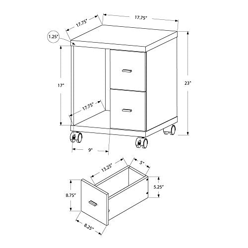 Monarch Specialties I Reclaimed-Look 2 Drawer Computer Stand/Castor, Dark Taupe