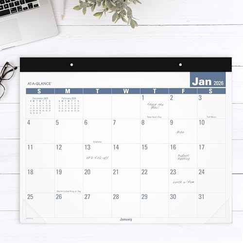 AT-A-GLANCE 2026 Desk Calendar, Monthly, Desk Pad, 21.75" x 17", Standard, Easy to Read (SKLP243226)