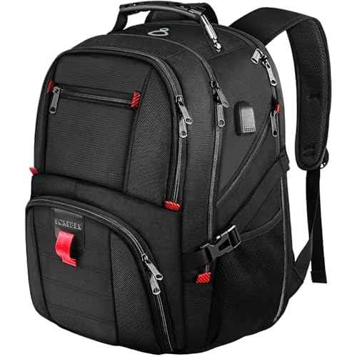 YOREPEK Large Backpack for Men, Extra Large Laptop Backpacks for Men Women, Water Resistant Travel Backpack Airline Approved Business Work Bag with USB Charging Port Fits 17 Inch Computer, Black