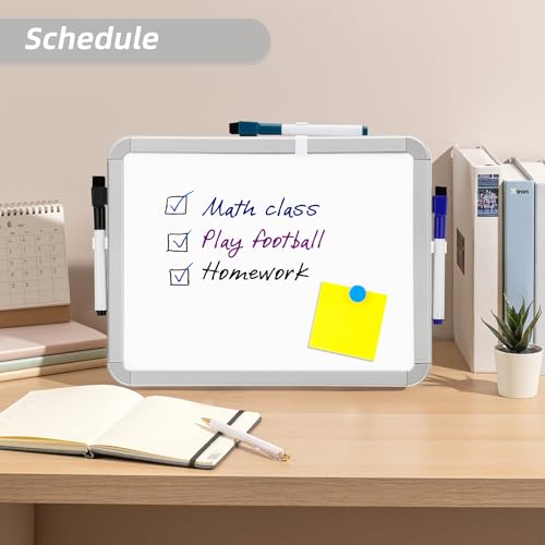 VUSIGN Small Dry Erase Whiteboard 8.5 x 11 Inches - Magnetic, Multi-Purpose, Includes Markers & Magnets - Silver Variant