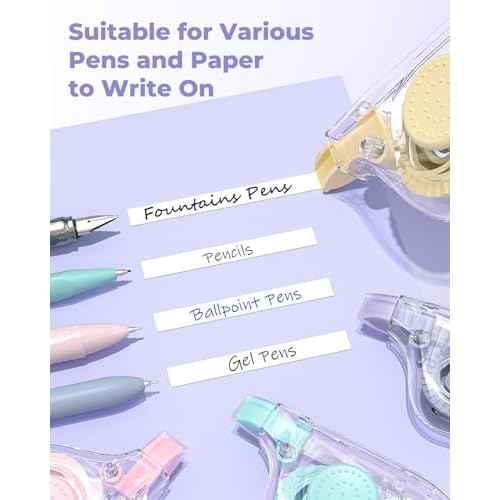 Four Candies White Correction Tape, 39.4 Feet, 4 Pack Easy to Use Applicator for Instant Corrections, Tear-Resistant, Smooth & Quick-Drying Tape for Office & School Supplies